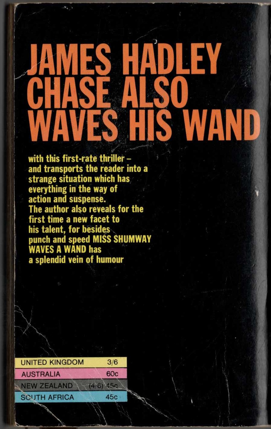 James Hadley Chase  MISS SHUMWAY WAVES A WAND magnified rear book cover image