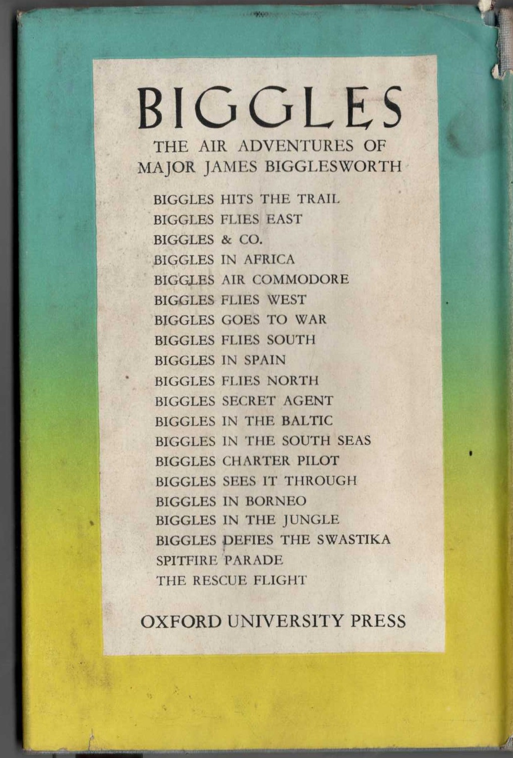 BIGGLES IN BORNEO magnified rear book cover image