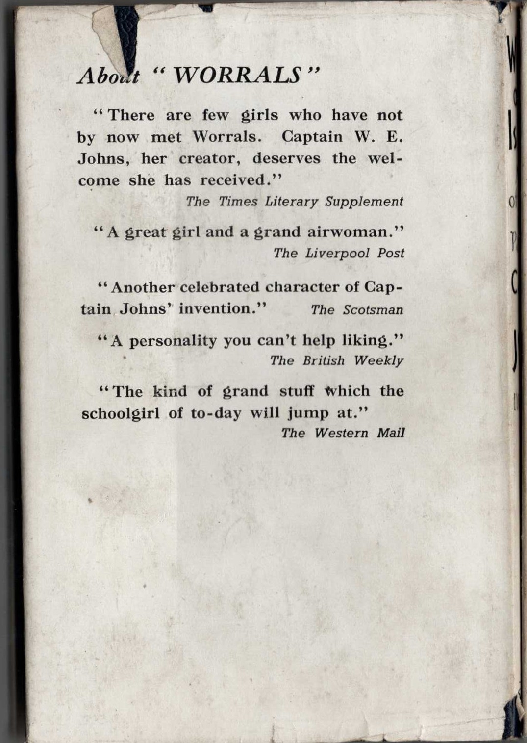 WORRALS OF THE ISLANDS magnified rear book cover image