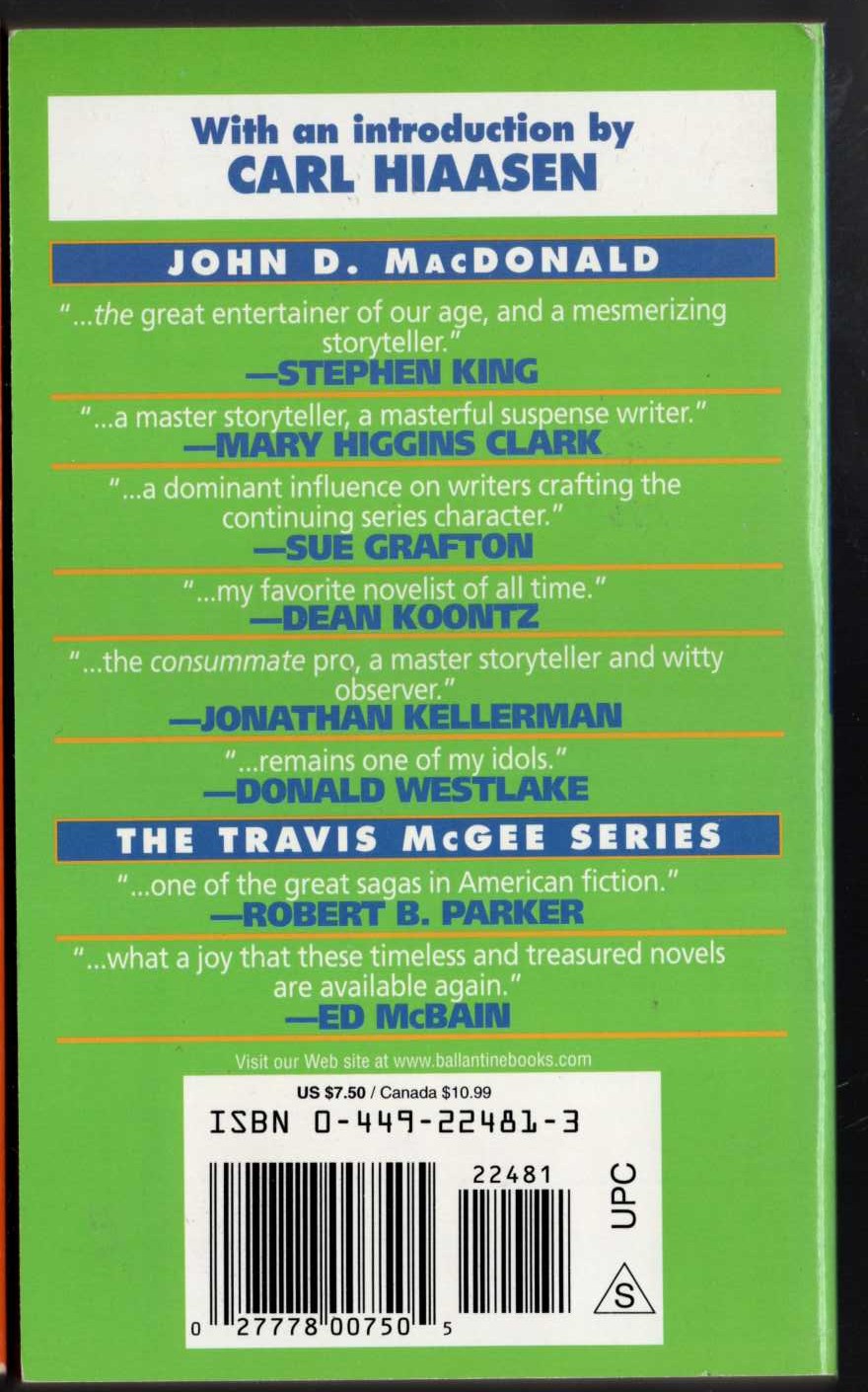 John D. MacDonald  THE GREEN RIPPER magnified rear book cover image