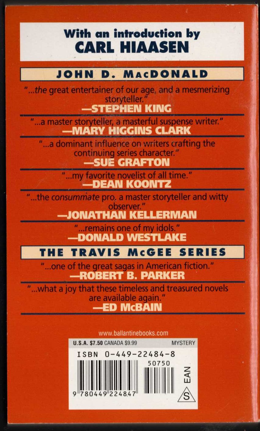 John D. MacDonald  CINNAMON SKIN magnified rear book cover image