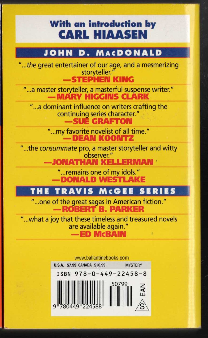 John D. MacDonald  ONE FEARFUL YELLOW EYE magnified rear book cover image