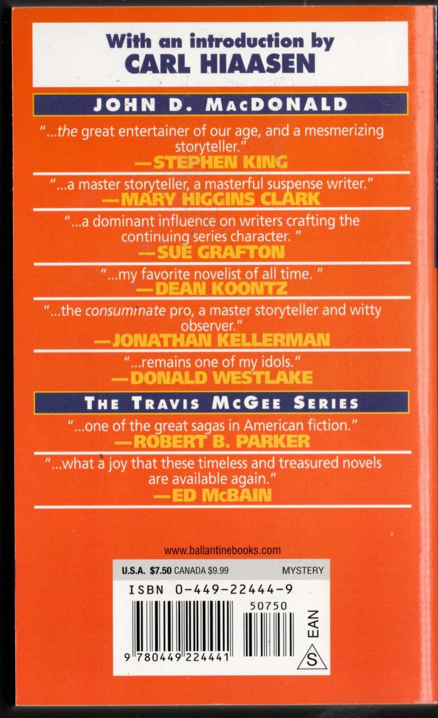 John D. MacDonald  BRIGHT ORANGE FOR THE SHROUD magnified rear book cover image
