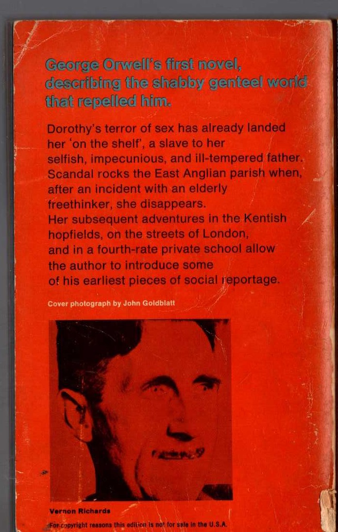 George Orwell  A CLERGYMAN'S DAUGHTER magnified rear book cover image