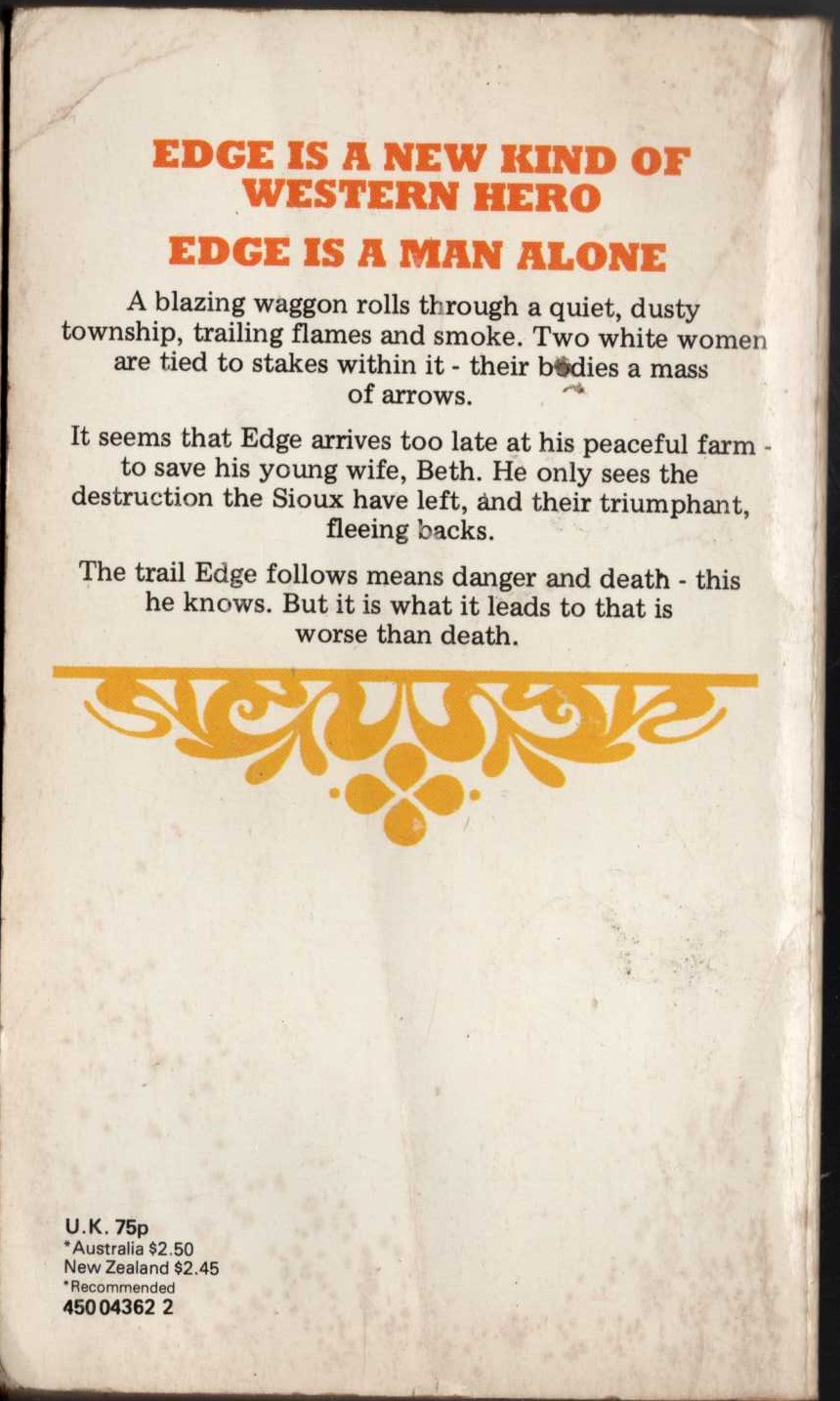 George G. Gilman  EDGE 11: SIOUX UPRISING magnified rear book cover image