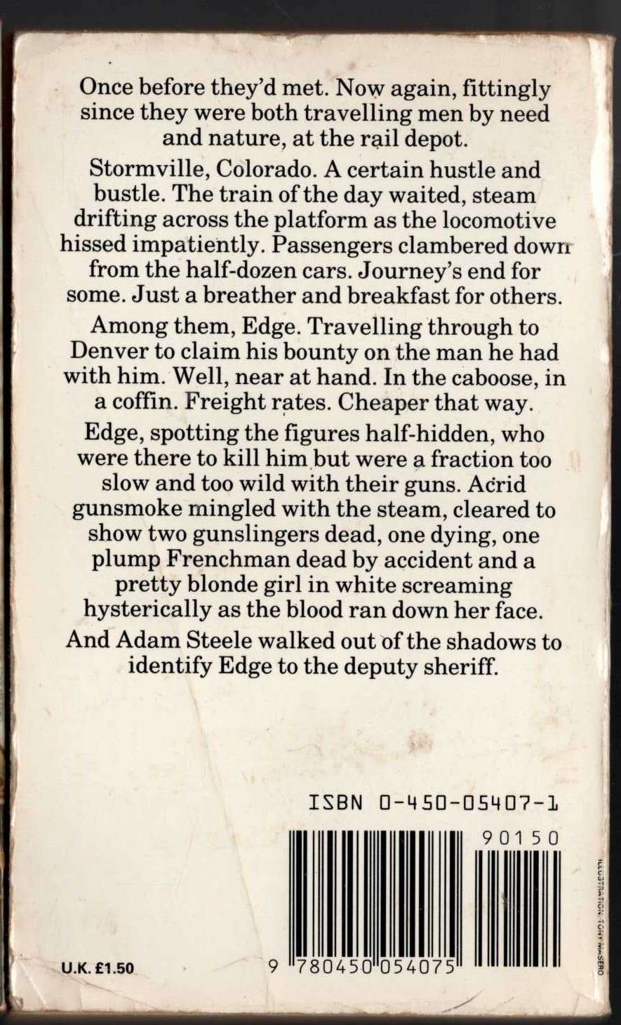 George G. Gilman  MATCHING PAIR: EDGE MEETS ADAM STEELE magnified rear book cover image