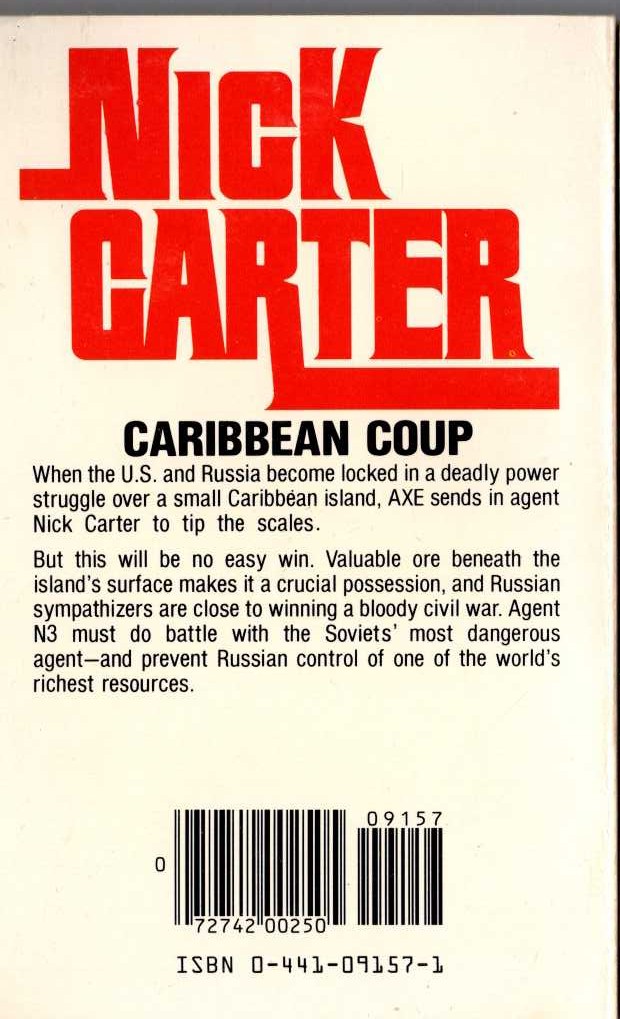 Nick Carter  CARIBBEAN COUP magnified rear book cover image