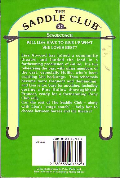 Bonnie Bryant  THE SADDLE CLUB 37: Stagecoach magnified rear book cover image