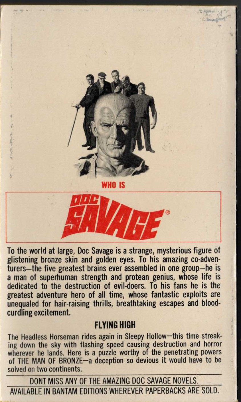 Kenneth Robeson  DOC SAVAGE: THE FLYING GOBLIN magnified rear book cover image