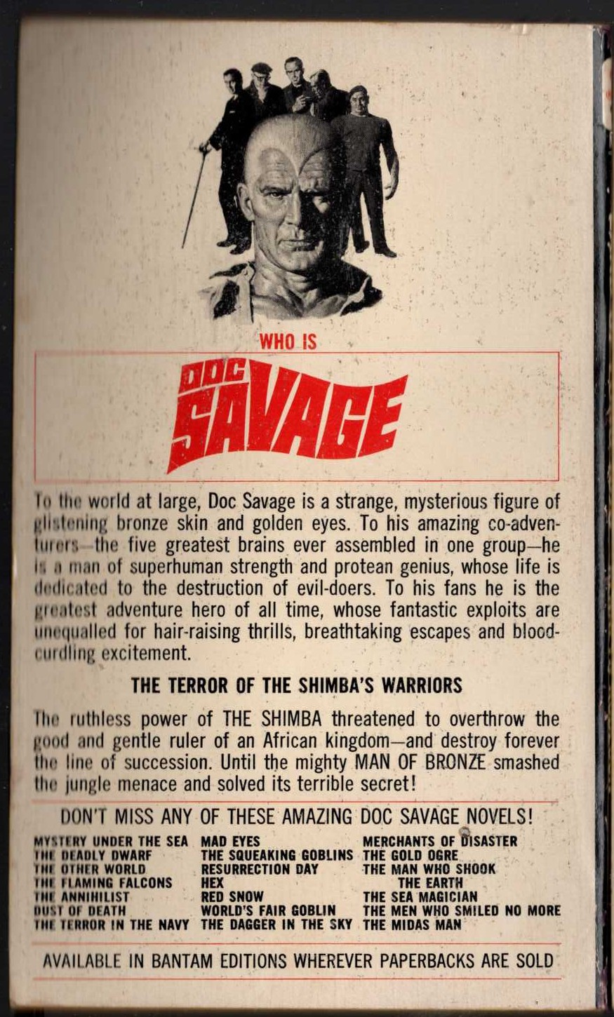 Kenneth Robeson  DOC SAVAGE: LAND OF LONG JUJU magnified rear book cover image