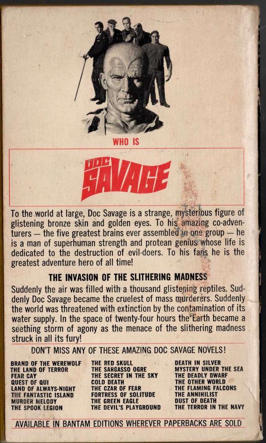 Kenneth Robeson  DOC SAVAGE: MAD EYES magnified rear book cover image