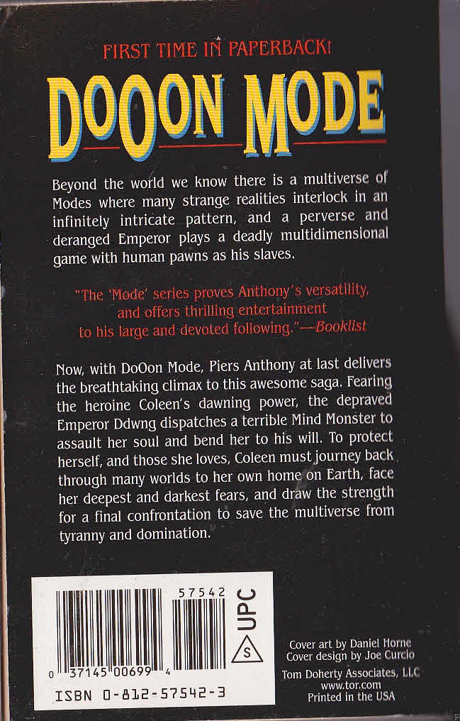 Piers Anthony  DOOON MODE magnified rear book cover image