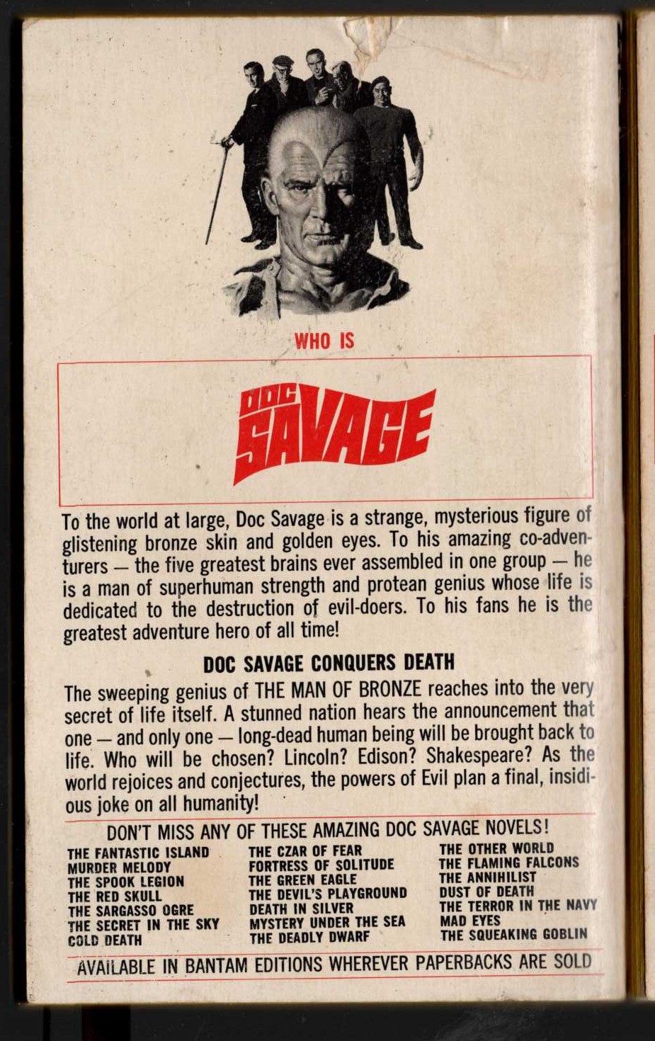 Kenneth Robeson  DOC SAVAGE: RESURRECTION DAY magnified rear book cover image