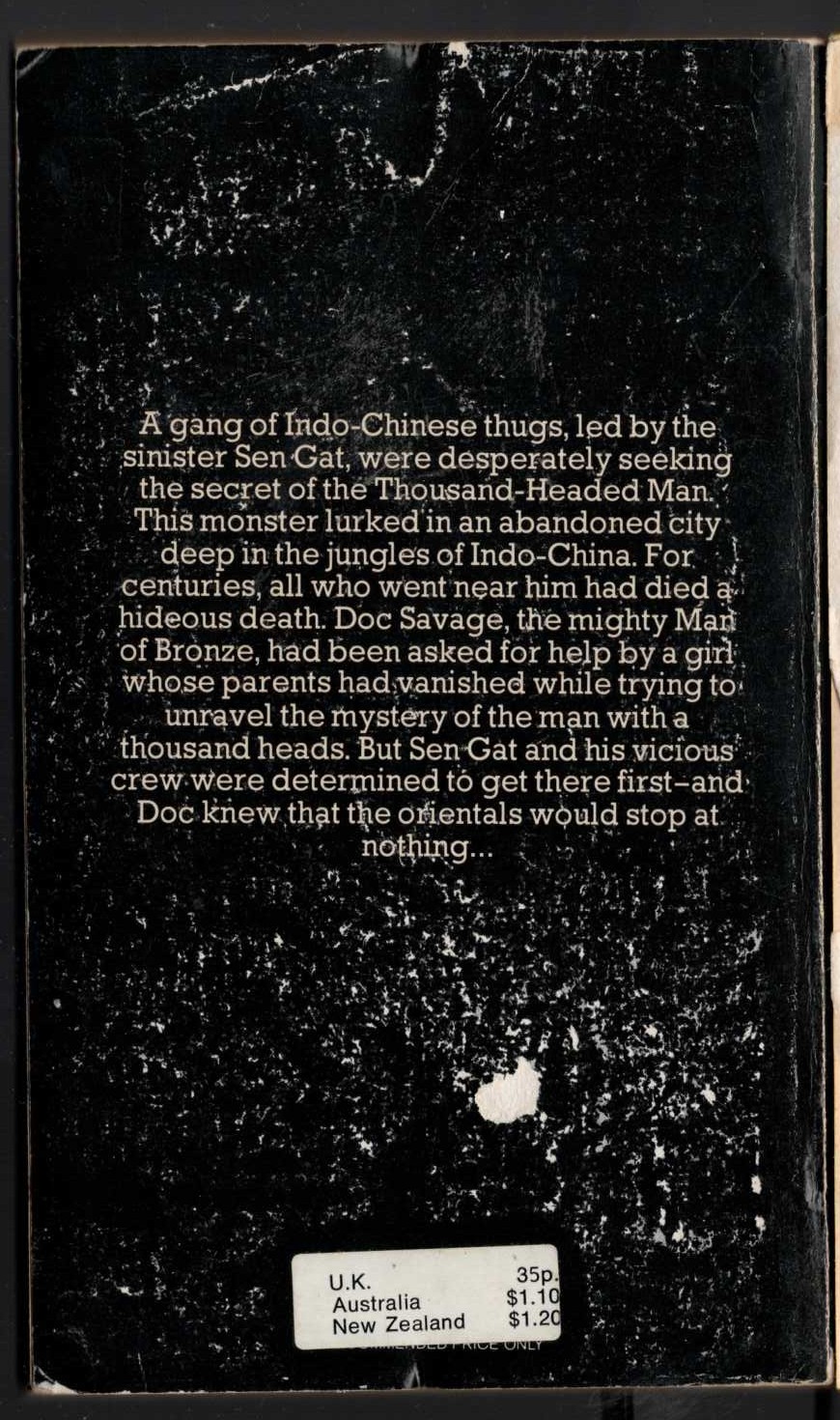 Kenneth Robeson  DOC SAVAGE: THE THOUSAND-HEADED MAN magnified rear book cover image