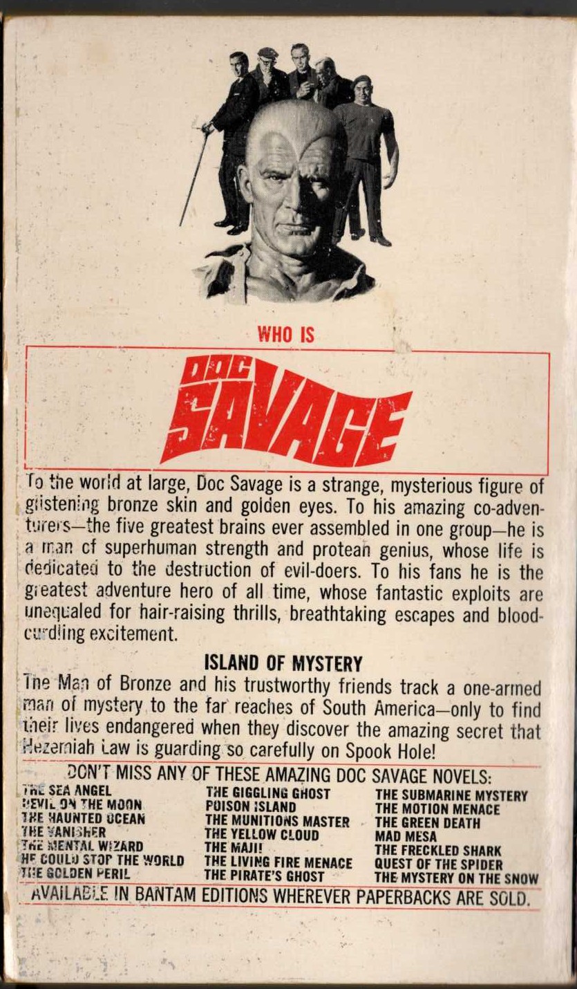 Kenneth Robeson  DOC SAVAGE: SPOOK HOLE magnified rear book cover image