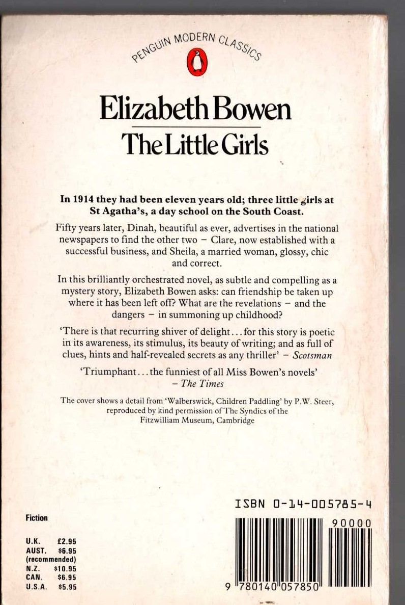 Elizabeth Bowen  THE LITTLE GIRLS magnified rear book cover image