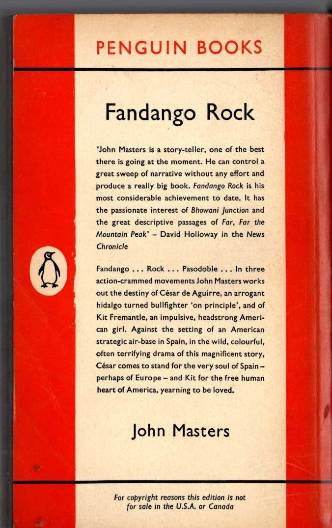 John Masters  FANDANGO ROCK magnified rear book cover image