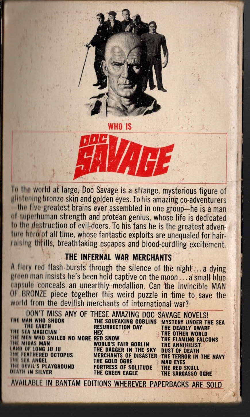 Kenneth Robeson  DOC SAVAGE: DEVIL ON THE MOON magnified rear book cover image