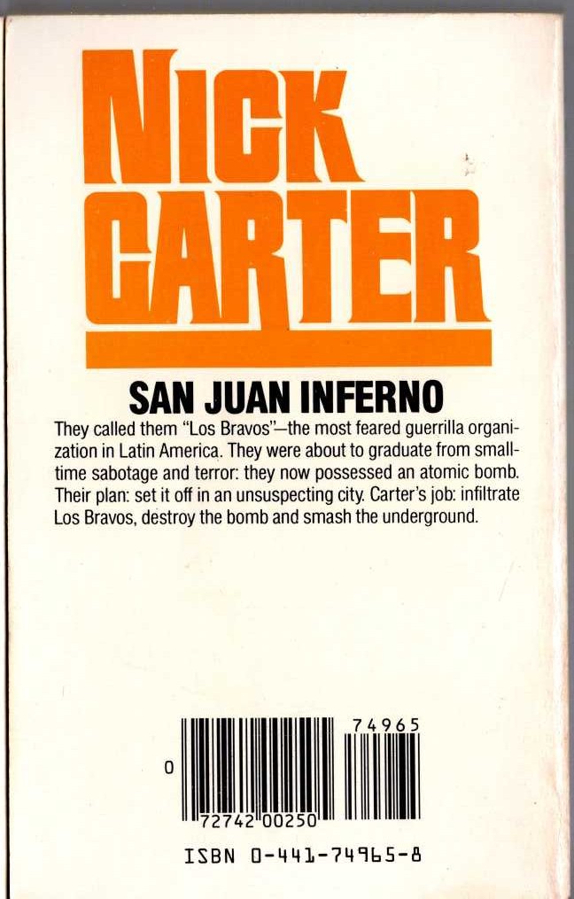 Nick Carter  SAN JUAN INFERNO magnified rear book cover image