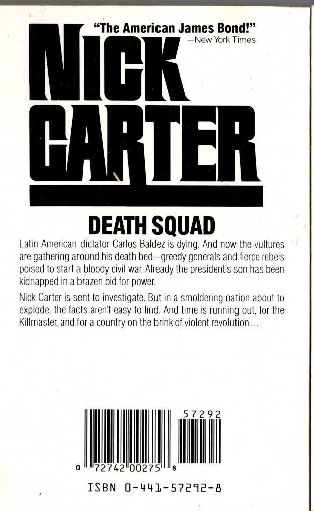 Nick Carter  DEATH SQUAD magnified rear book cover image