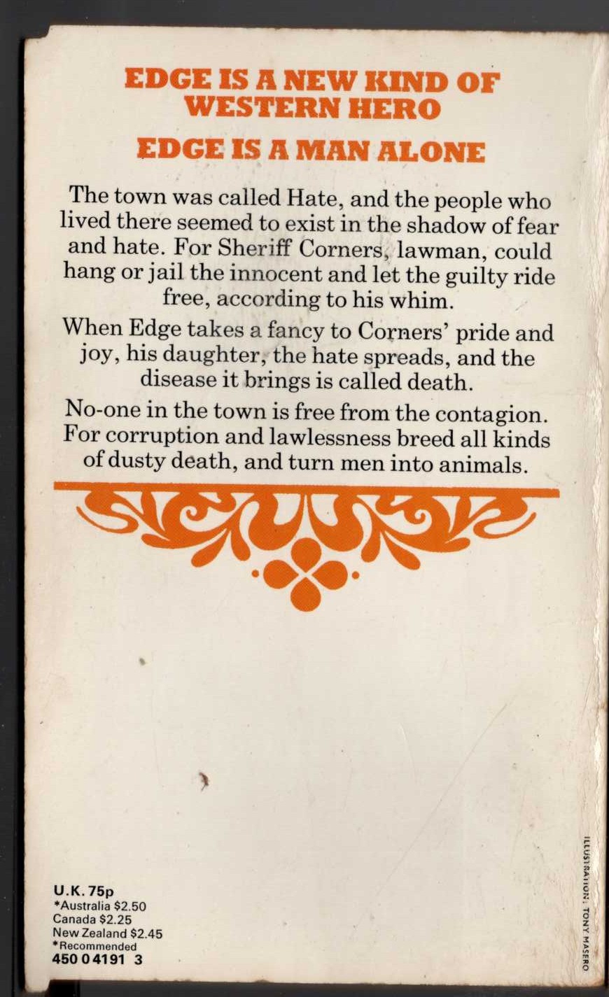 George G. Gilman  EDGE 13: A TOWN CALLED HATE magnified rear book cover image