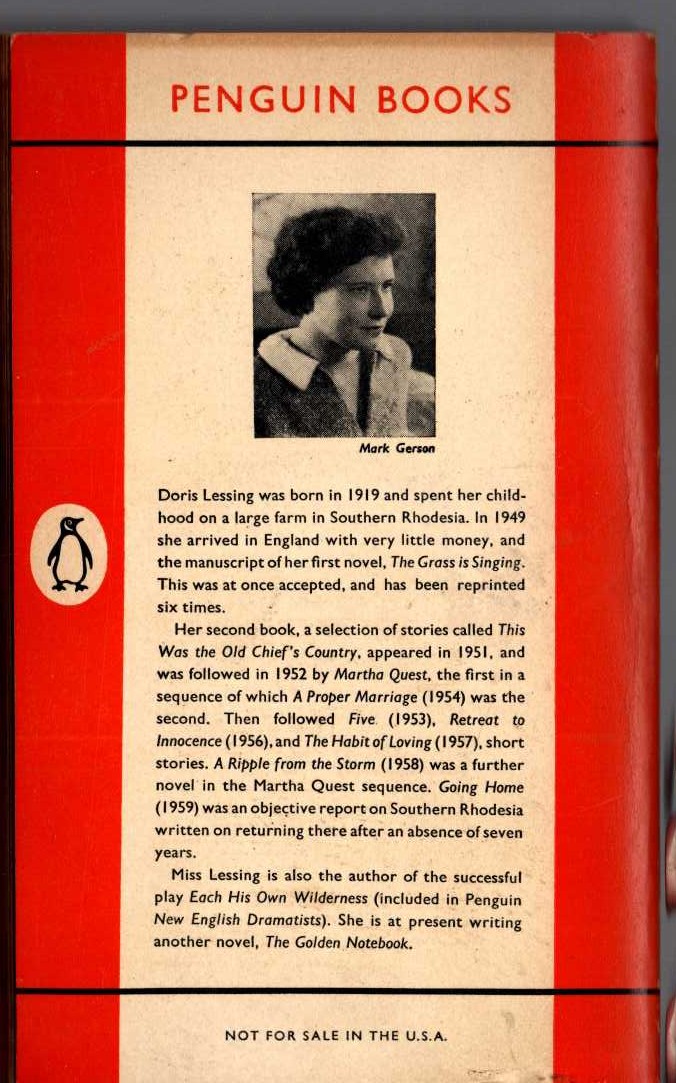 Doris Lessing  FIVE [short stories] magnified rear book cover image