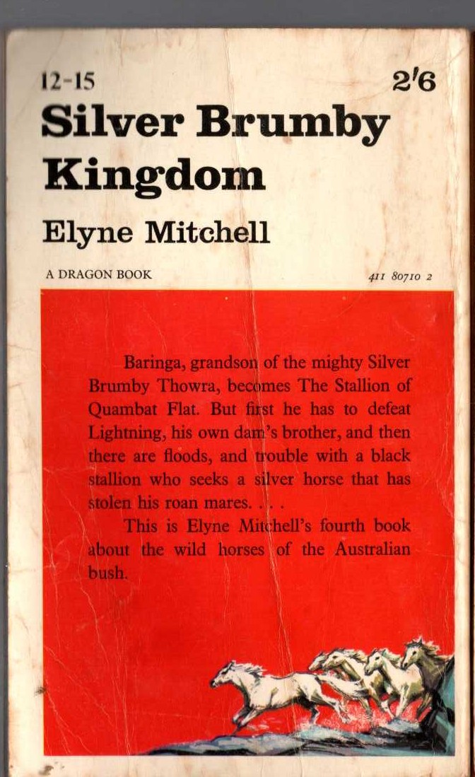 Elyne Mitchell  SILVER BRUMBY KINGDOM magnified rear book cover image