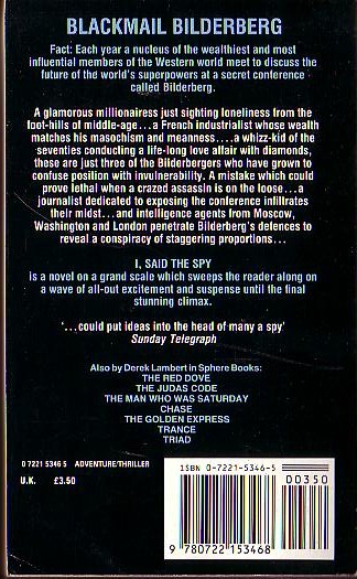 Derek Lambert  I, SAID THE SPY magnified rear book cover image