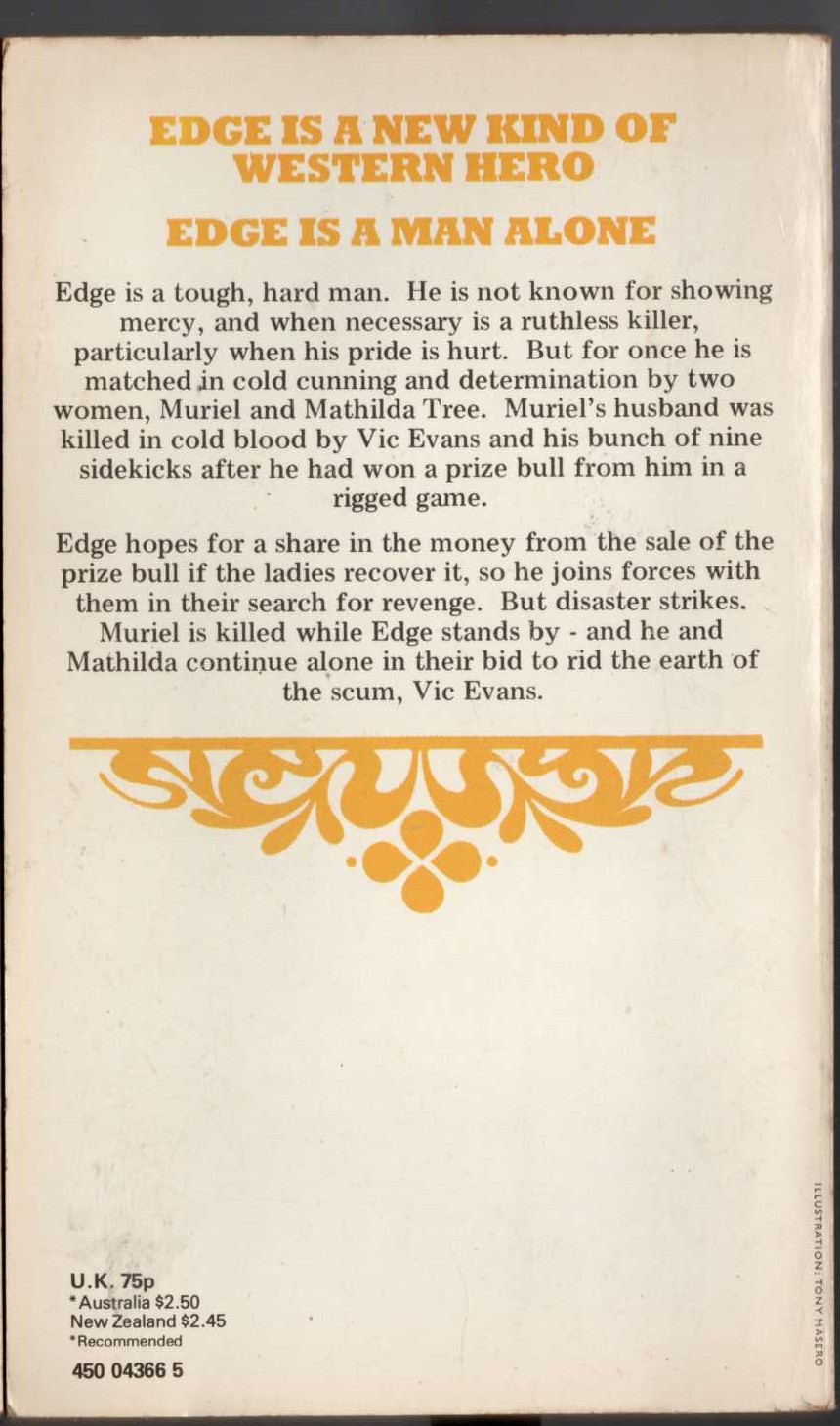 George G. Gilman  EDGE 18: TEN TOMBSTONES TO TEXAS magnified rear book cover image