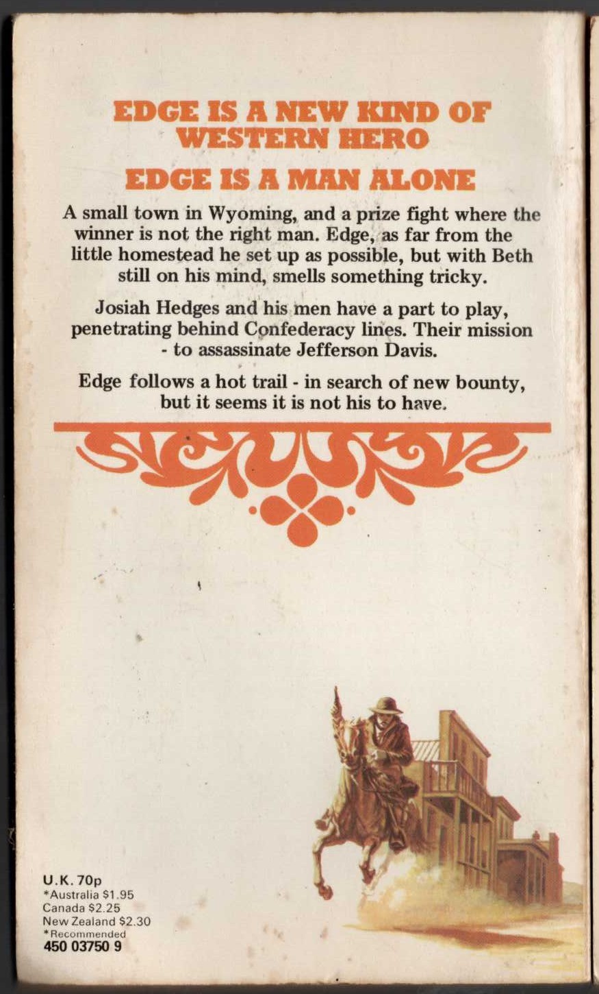 George G. Gilman  EDGE 12: BIGGEST BOUNTY magnified rear book cover image