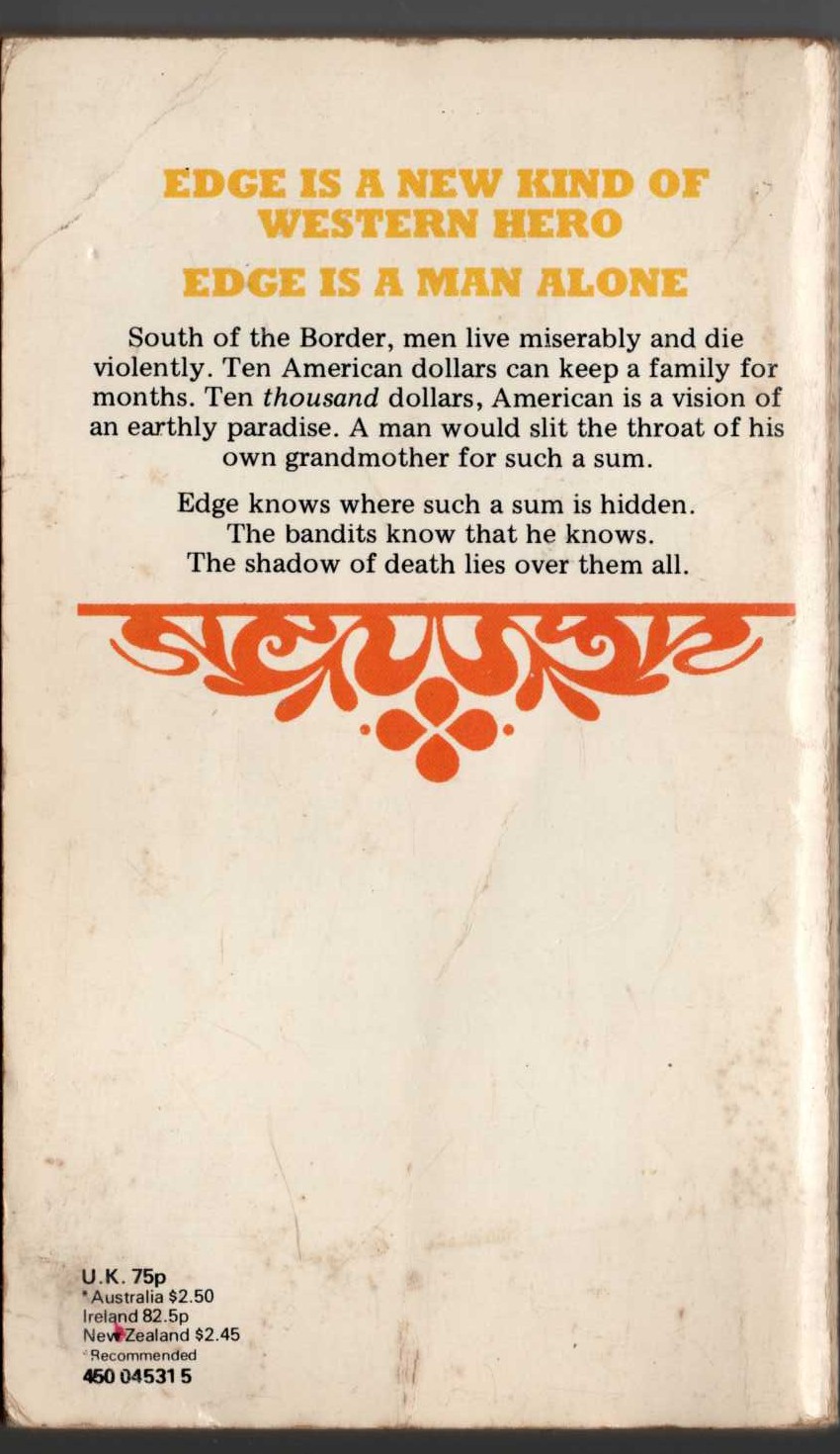 George G. Gilman  EDGE: TEN THOUSAND DOLLARS, AMERICAN magnified rear book cover image