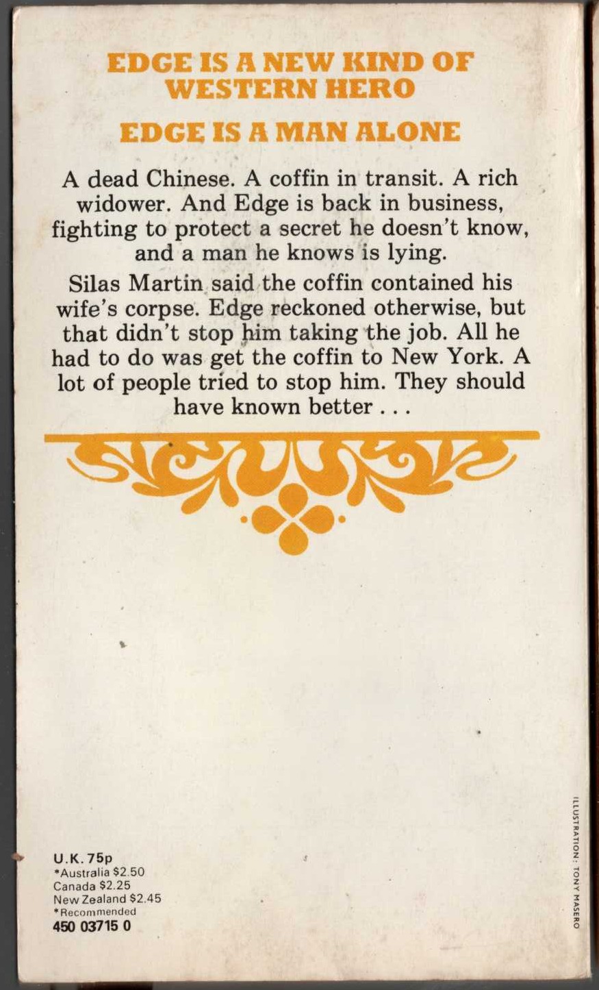 George G. Gilman  EDGE 29: THE LIVING, THE DYING & THE DEAD magnified rear book cover image