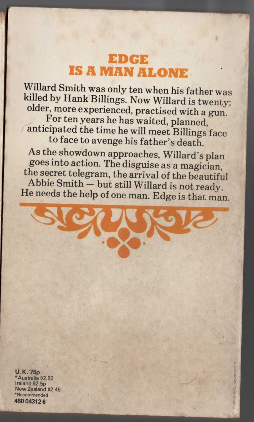 George G. Gilman  EDGE 32: THE FRIGHTENED GUN magnified rear book cover image