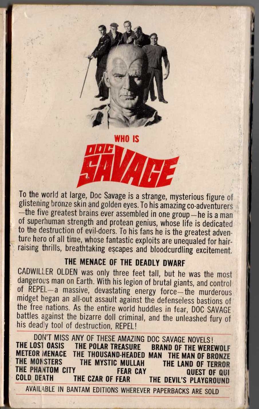 Kenneth Robeson  DOC SAVAGE: THE DEADLY DWARF magnified rear book cover image