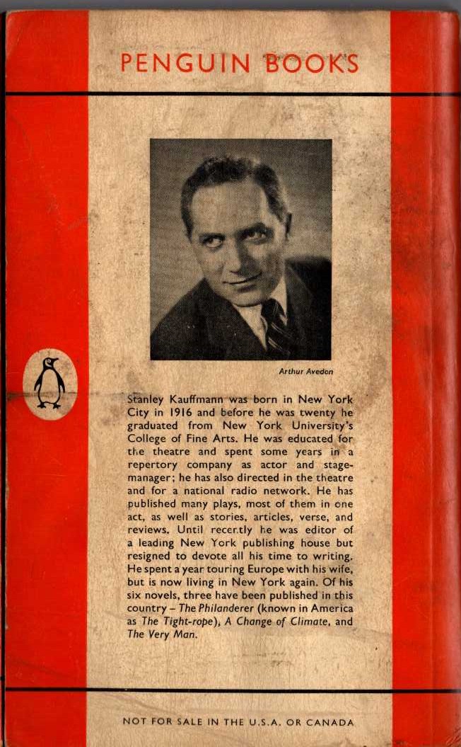 Stanley Kauffman  THE PHILANDERER magnified rear book cover image