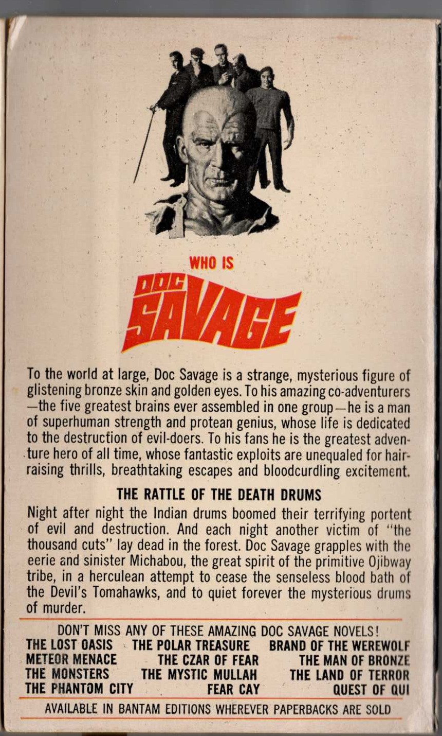 Kenneth Robeson  DOC SAVAGE: THE DEVIL'S PLAYGROUND magnified rear book cover image