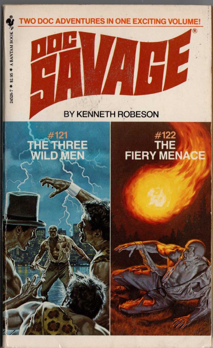 Kenneth Robeson  DOC SAVAGE: THE THREE WILD MEN and THE FIERY MENACE front book cover image