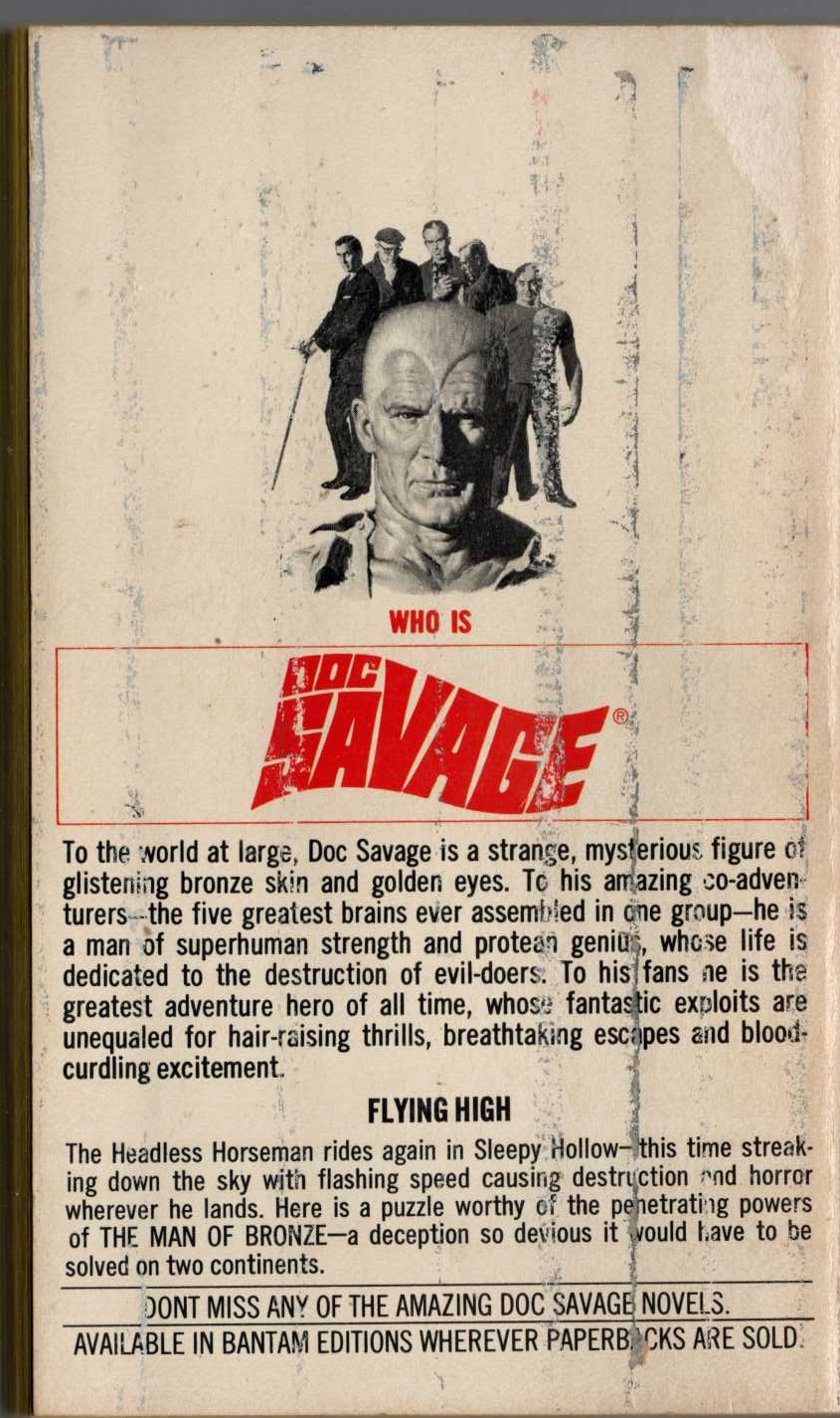 Kenneth Robeson  DOC SAVAGE: THE FLYING GOBLIN magnified rear book cover image