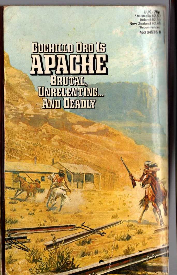 William M. James  APACHE 8: BLOOD ON THE TRACKS magnified rear book cover image
