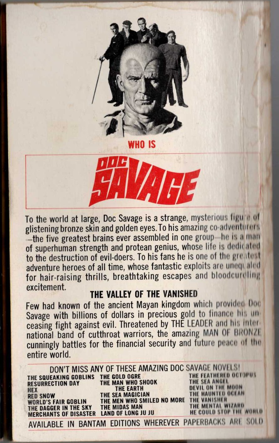 Kenneth Robeson  DOC SAVAGE: THE GOLDEN PERIL magnified rear book cover image