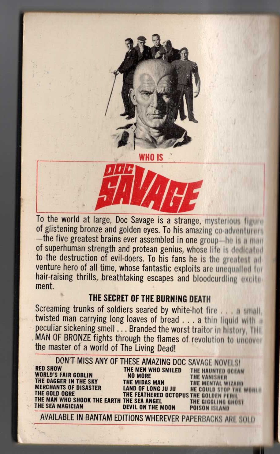 Kenneth Robeson  DOC SAVAGE: THE MUNITIONS MASTER magnified rear book cover image