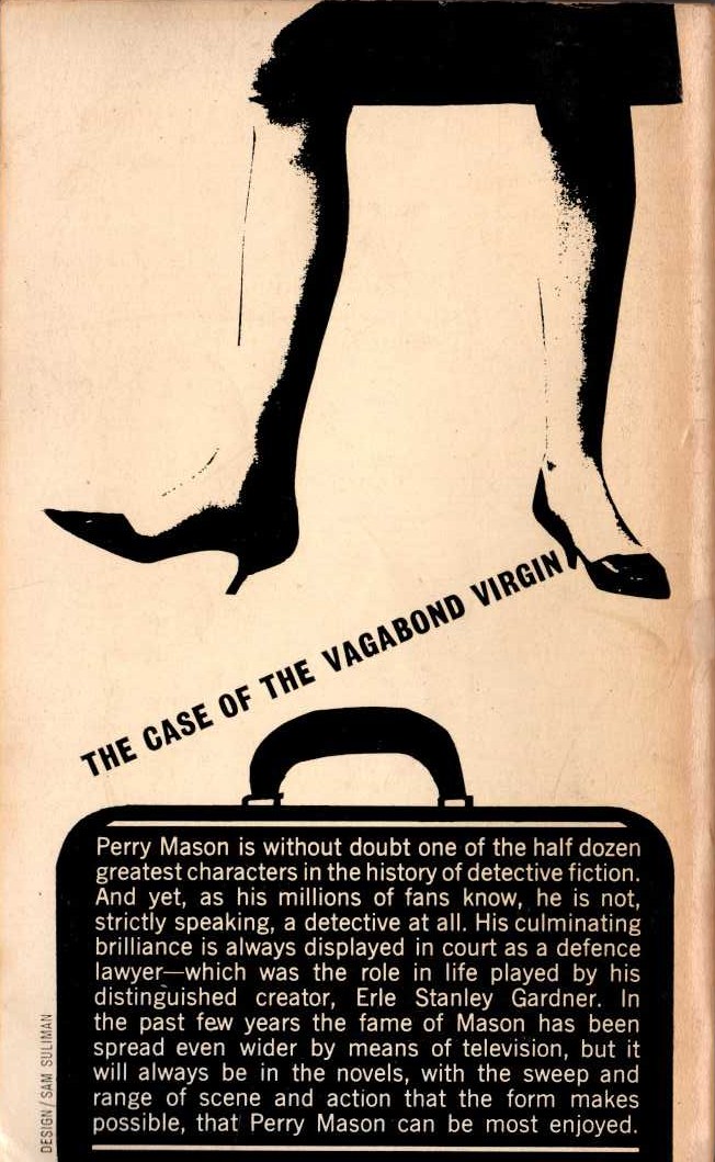 Erle Stanley Gardner  THE CASE OF THE VAGABOND VIRGIN magnified rear book cover image