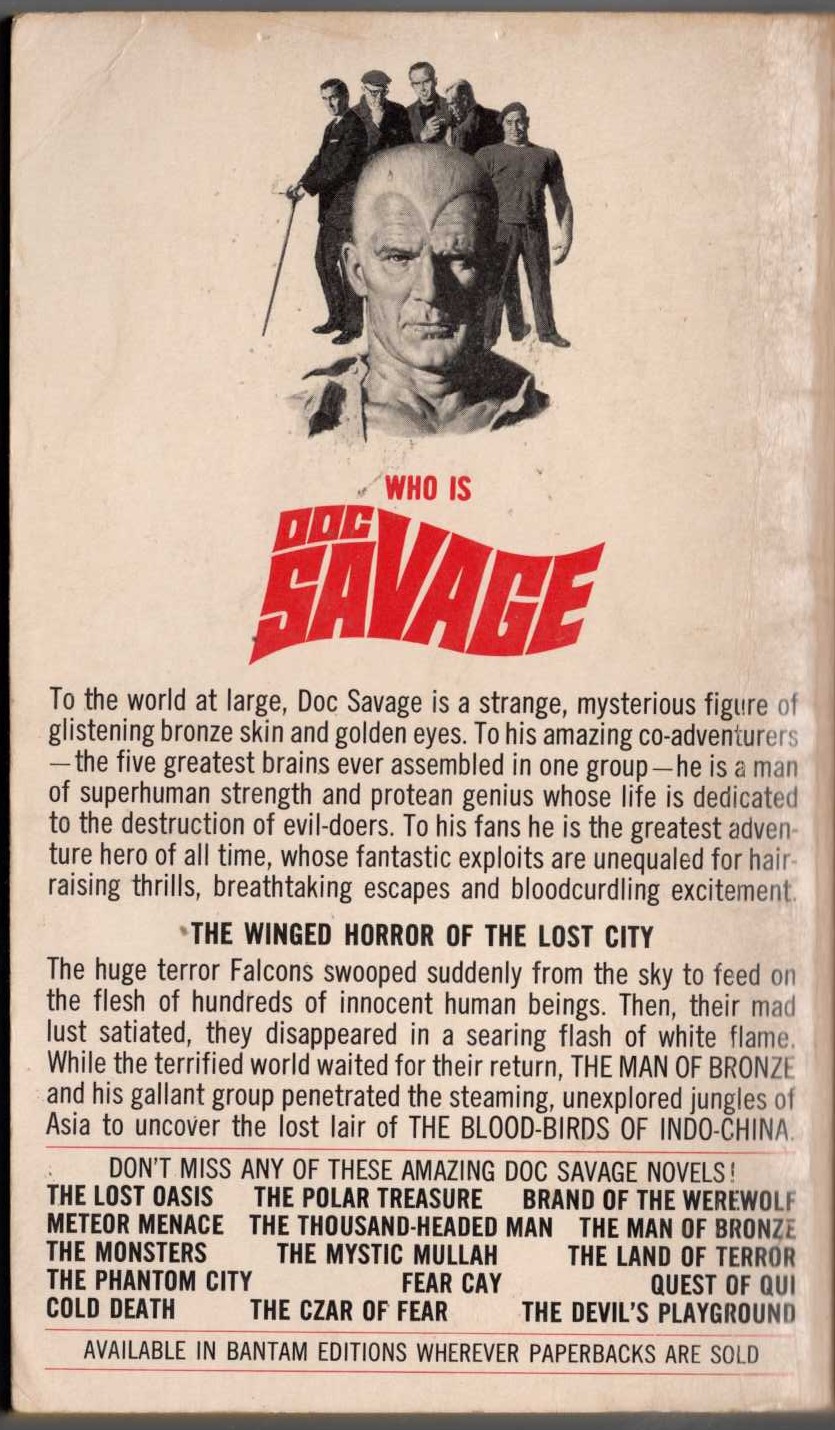 Kenneth Robeson  DOC SAVAGE: THE FLAMING FALCONS magnified rear book cover image