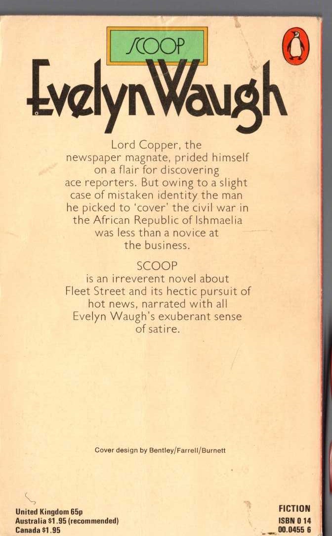Evelyn Waugh  SCOOP magnified rear book cover image