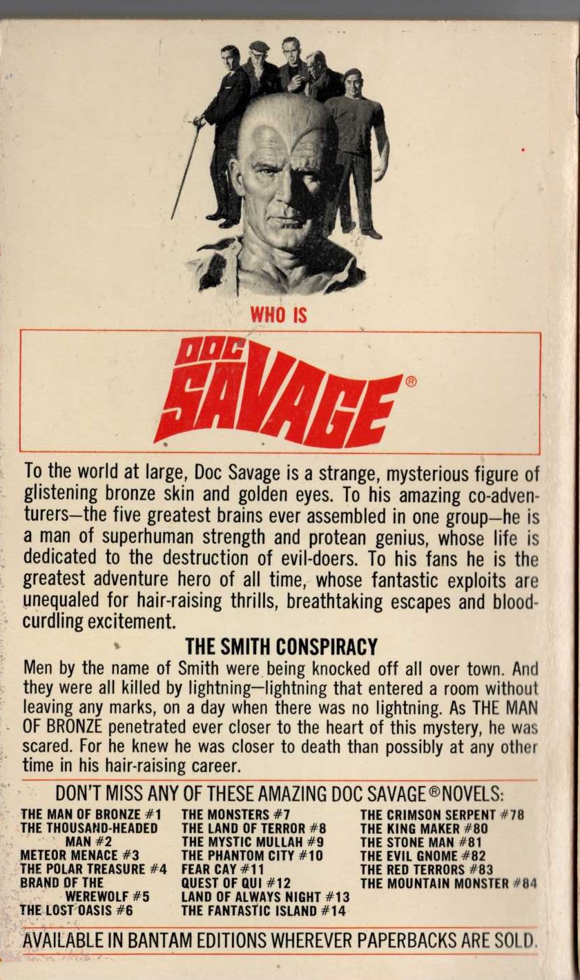 Kenneth Robeson  DOC SAVAGE: THE BOSS OF TERROR magnified rear book cover image