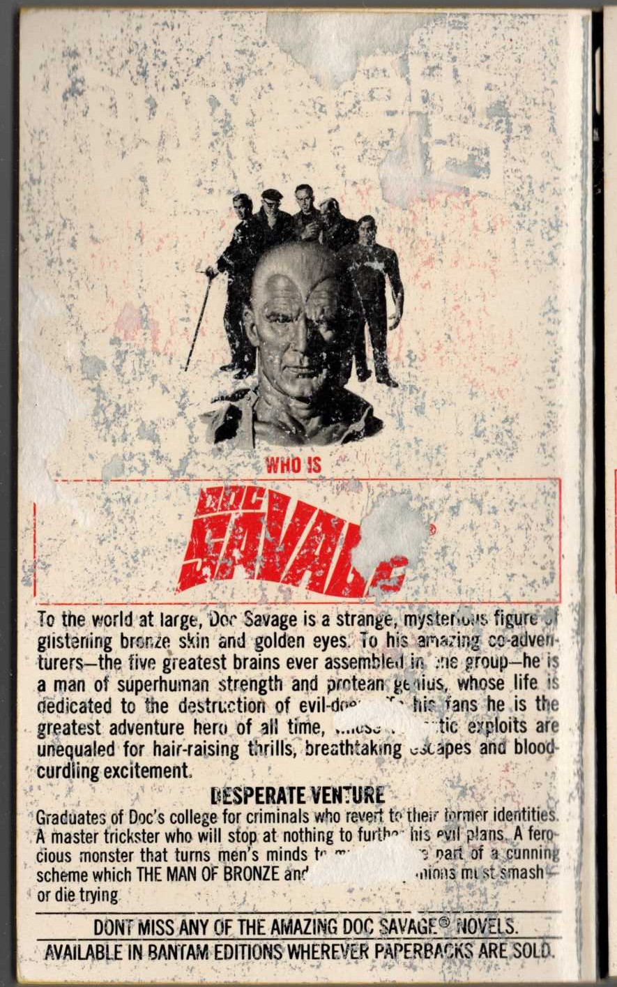 Kenneth Robeson  DOC SAVAGE: THE PURPLE DRAGON magnified rear book cover image