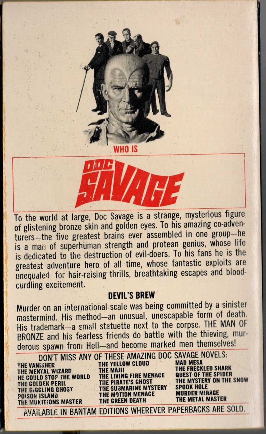 Kenneth Robeson  DOC SAVAGE: THE SEVEN AGATE DEVILS magnified rear book cover image