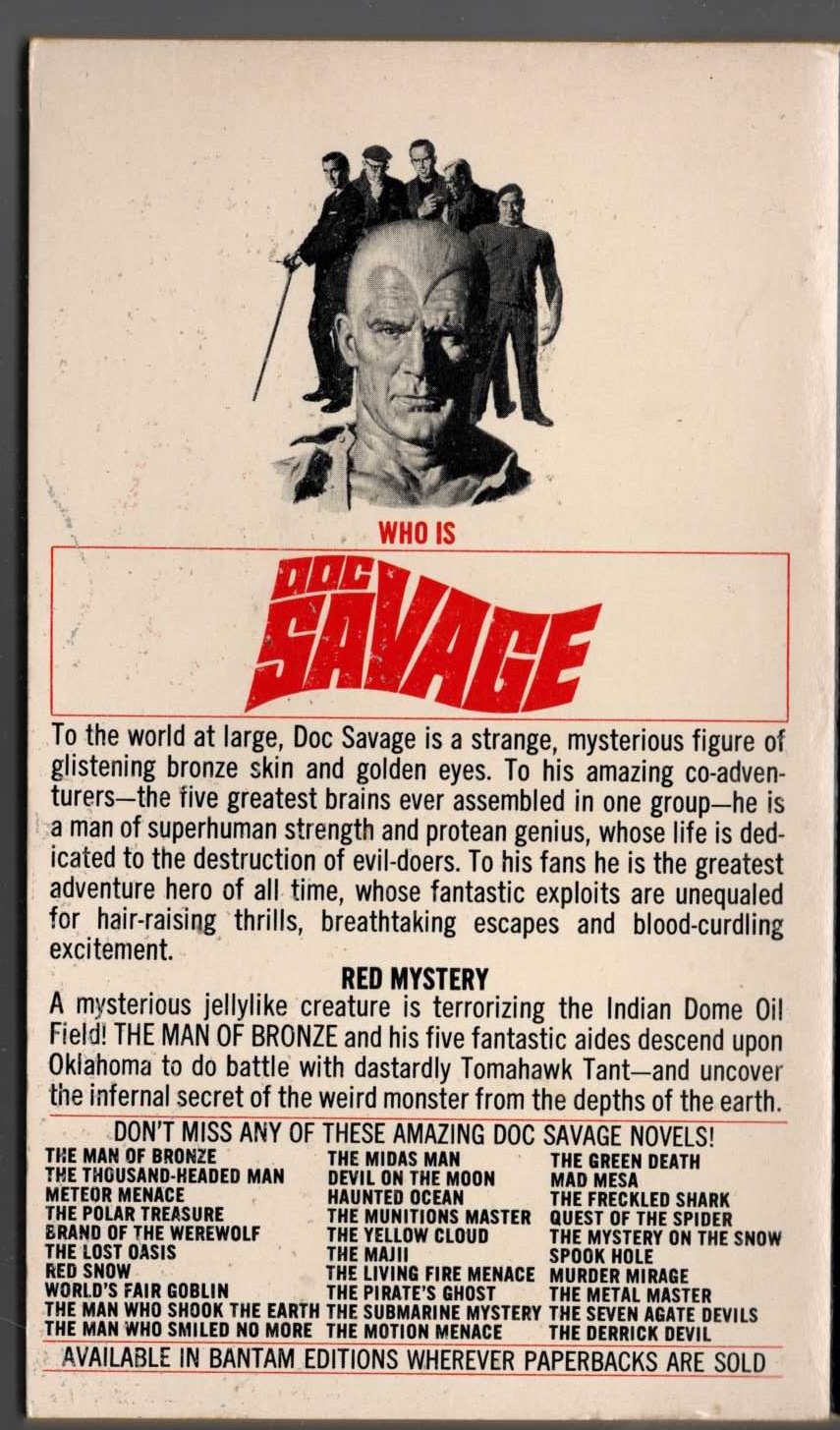 Kenneth Robeson  DOC SAVAGE: THE DERRICK DEVIL magnified rear book cover image