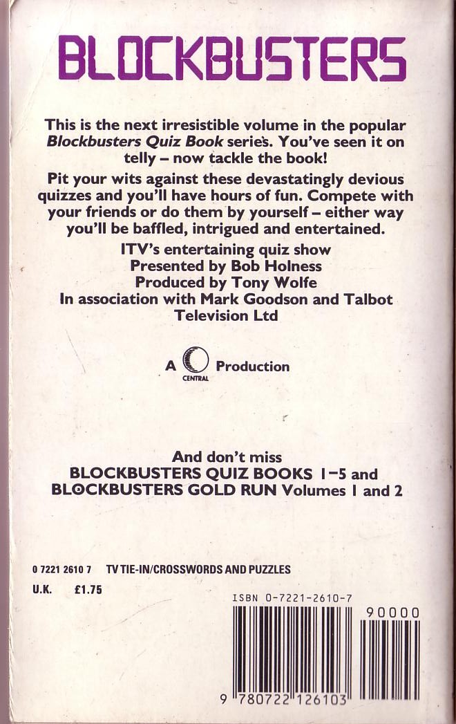 BLOCKBUSTERS   BLOCKBUSTERS QUIZ BOOK 6 magnified rear book cover image