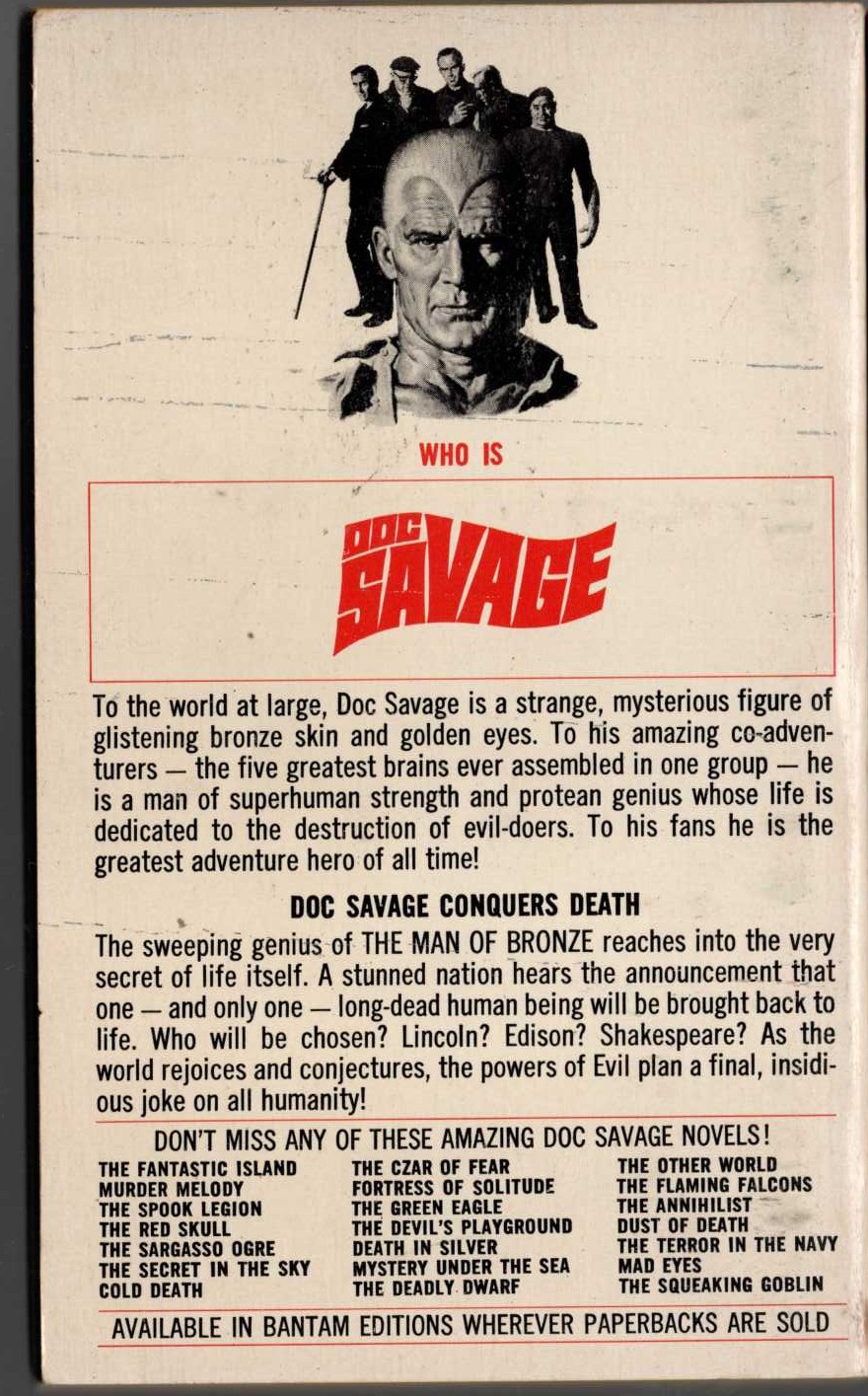 Kenneth Robeson  DOC SAVAGE: RESURRECTION DAY magnified rear book cover image
